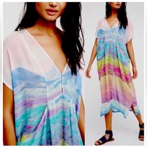 Free People Ramble Rose Sheer Midi Cover-up Dress